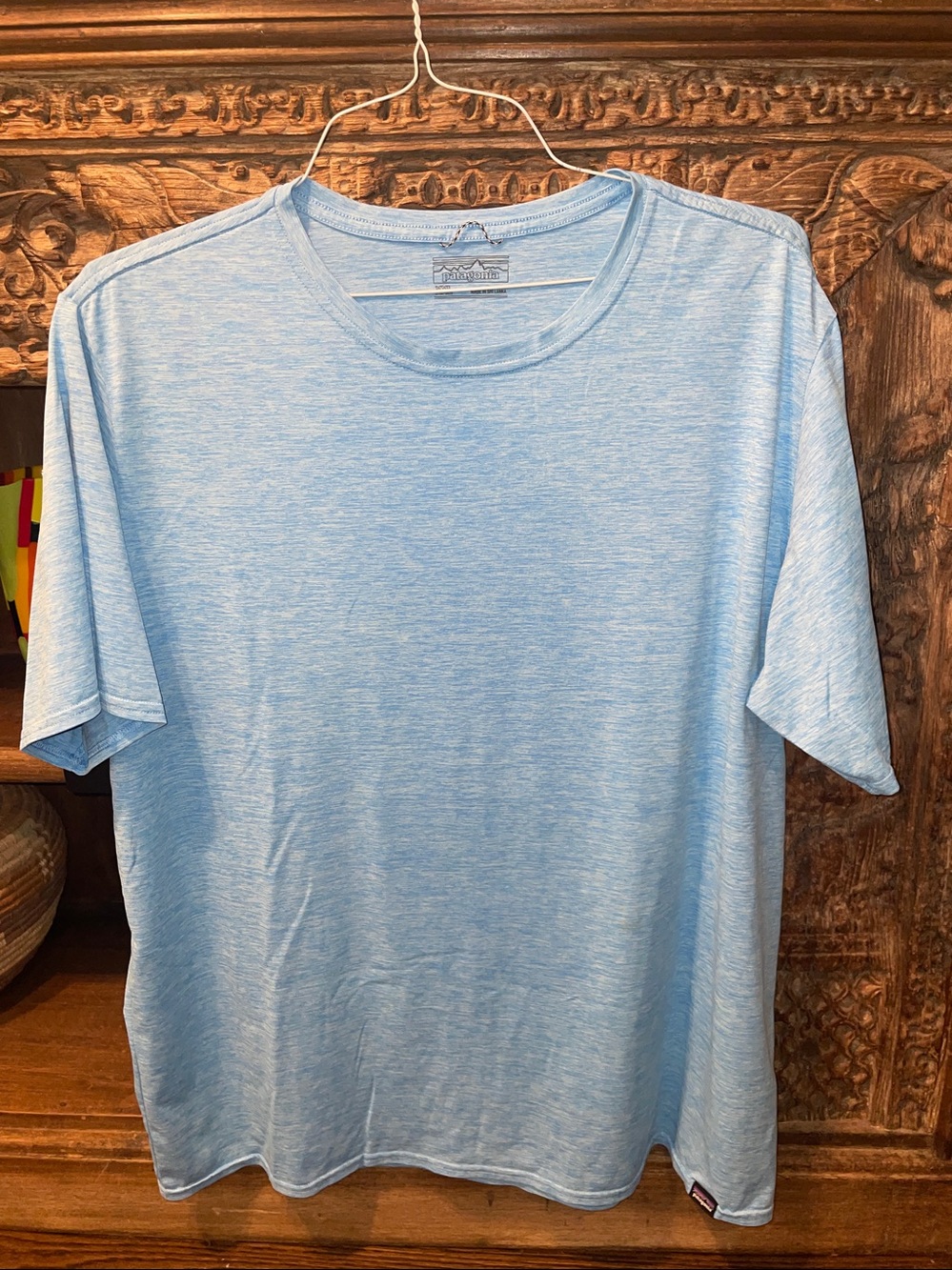 Patagonia Men's Short Sleeve Crew in light blue